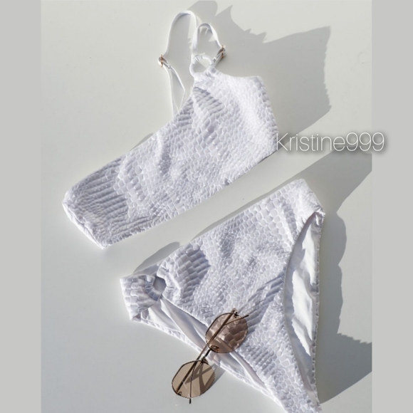 L*Space Indiana Top Jones Bitsy Bottom Gloss Gator White Iridescent Bikini SET - Picture 4 of 16